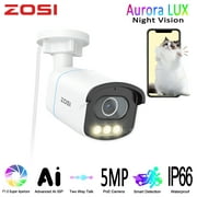 5MP Outdoor Security Camera with True Color Night Vision, ZOSI 3K PoE Security Camera, Aurora Lux True Color Night Vision, F1.0 Large Aperture,1/1.79" Image Sensor, Human Vehicle Detect, Two-Way Audio