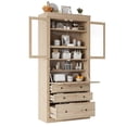 thumbnail image 5 of Euroco 36x16.5x78inch Freestanding Kitchen Pantry Storage Cabinet,Multifunctional Cupboard with 3 Drawers,Adjustable Shelves and Power Outlet for Dining,Living Room,Natural, 5 of 21