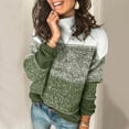 thumbnail image 2 of Womens Autumn Color Block Striped High Neck Long Sleeve Knit Jumper Tops Pullover Sweater, 2 of 7