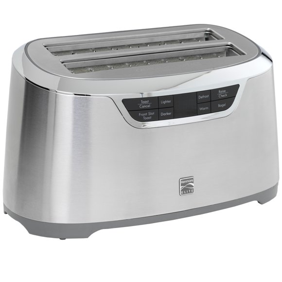 Kenmore Elite 4-Slice Long Slot Toaster Silver Stainless Steel with Auto-Lift and Digital Controls