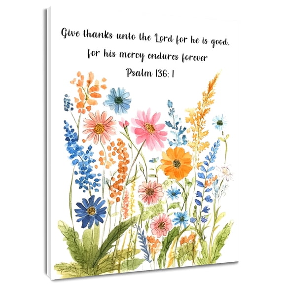 HVEST Watercolor Floral Wall Art Rustic Wildflower Plant and Bible Verse Canvas Wall Art Wild Flower Wall Decor for Living Room Bedroom Home, 8 X 10 inches