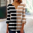 thumbnail image 2 of BangWanChi Women Striped Fashion Printed Casual V-Neck Short Sleeve Loose T-Shirt Blouse Tops, 2 of 5