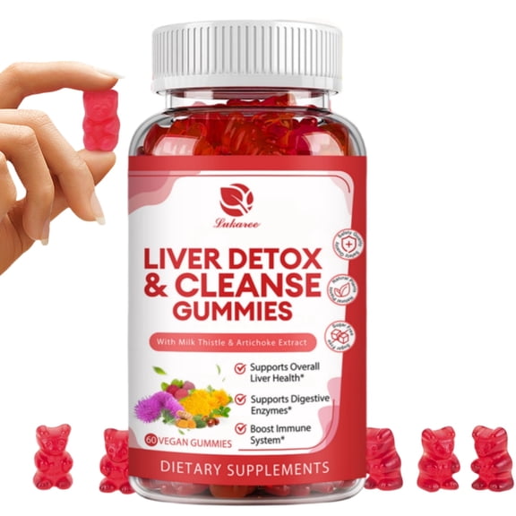 Liver Detox Cleanse  & Repair Gummies - 24 Potent Herb w/ 1000mg Milk Thistle Silymarin, Dandelion, Artichoke Extract & Elderberry - No Sugar, Raspberry Flavor -60 Count