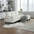 thumbnail image 5 of 77" Convertible Sectional Sofa with Storage Ottoman, Chenille Fabric L-Shaped Sofa Couch with Cup Holder and Side Pockets, 3-Seat Couches for Living Room Office Apartment, Beige, 5 of 9