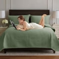 thumbnail image 3 of CJC Quilted Duvet Cover Set 3-Piece – Soft All-Season Bedspread with 2 Pillow Shams (220x240 cm / 87x94 in, Green), 3 of 10
