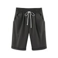 thumbnail image 4 of ZKIRBJV Gray Shorts for Girls Size 10-12 Summer Beach Elastic Linen Shorts Little Girls Plus Size Floral Print Knee Length Shorts with Pocket 5-6 Years, 4 of 5