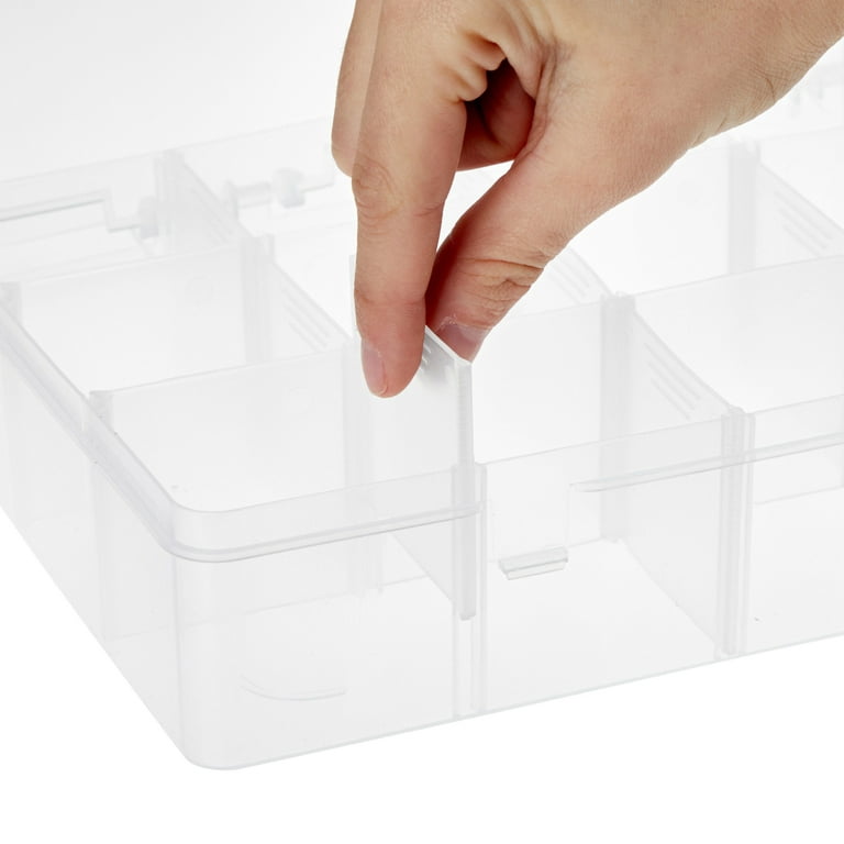 DUONER Bead Organizer Box with Dividers Small Plastic Storage Boxes with  Dividers Clear Jewelry Box Bead Storage Box Adjustable Compartments 15  Grids Bead Containers Sewing Craft Supplies, 4White 