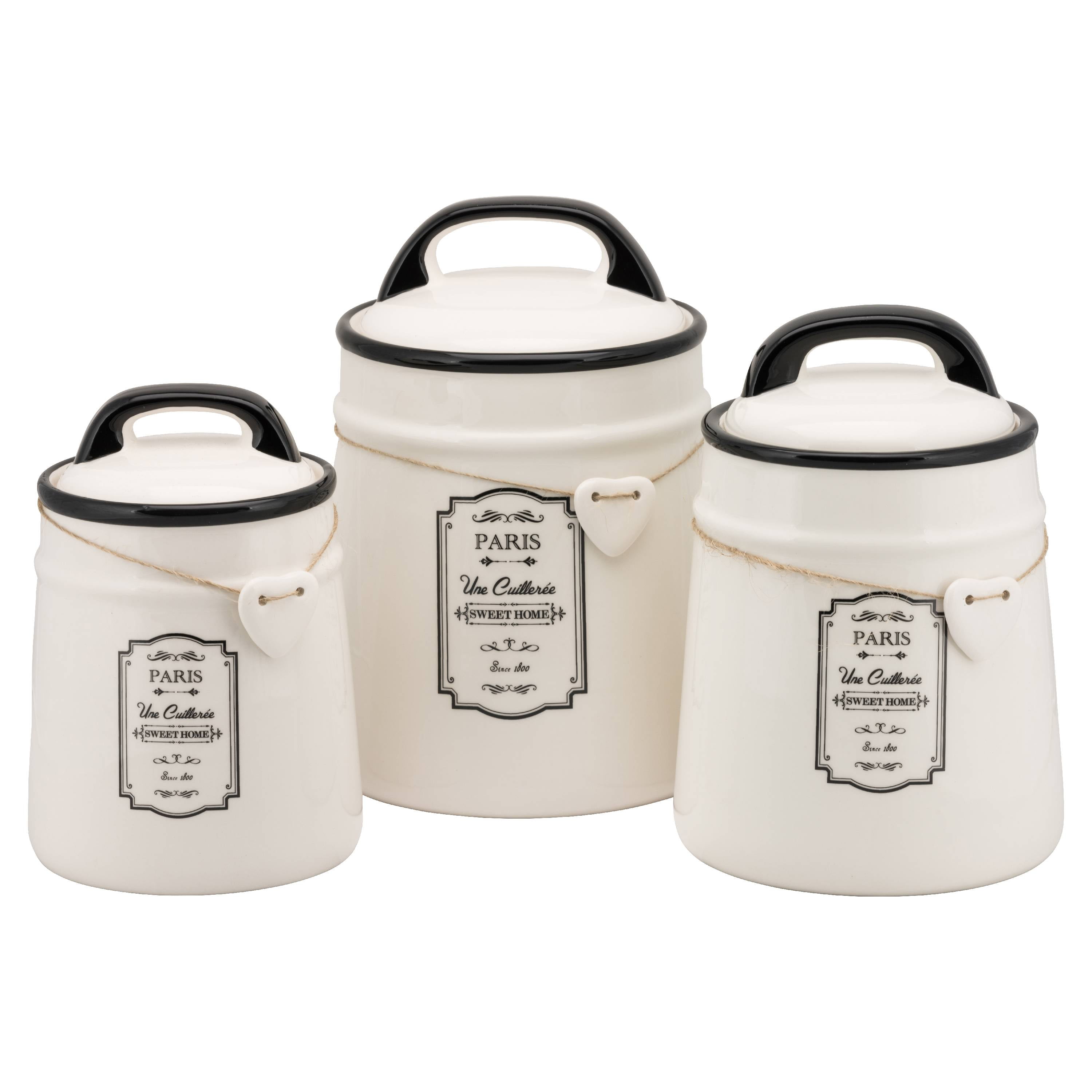 10 Strawberry Street French Provincial 3 Piece Canister Set, White