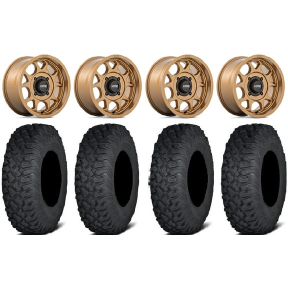 KMC Toro S 15" Wheels Bronze 33" Coyote Tires Kawasaki Teryx Mule