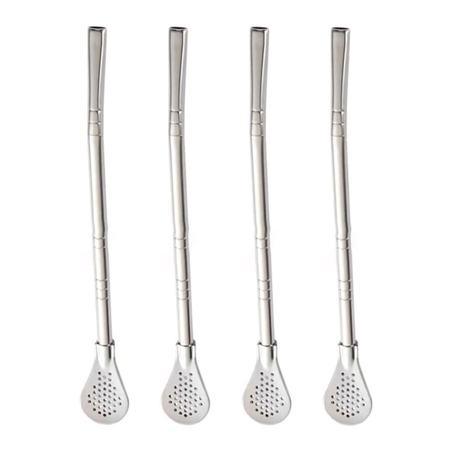4 pajitas premium para cucharas, pajitas de filtro para cabeza de cuchara agitadora para beber con 2 cepillos de limpieza Namotu CPB-DE-WX93