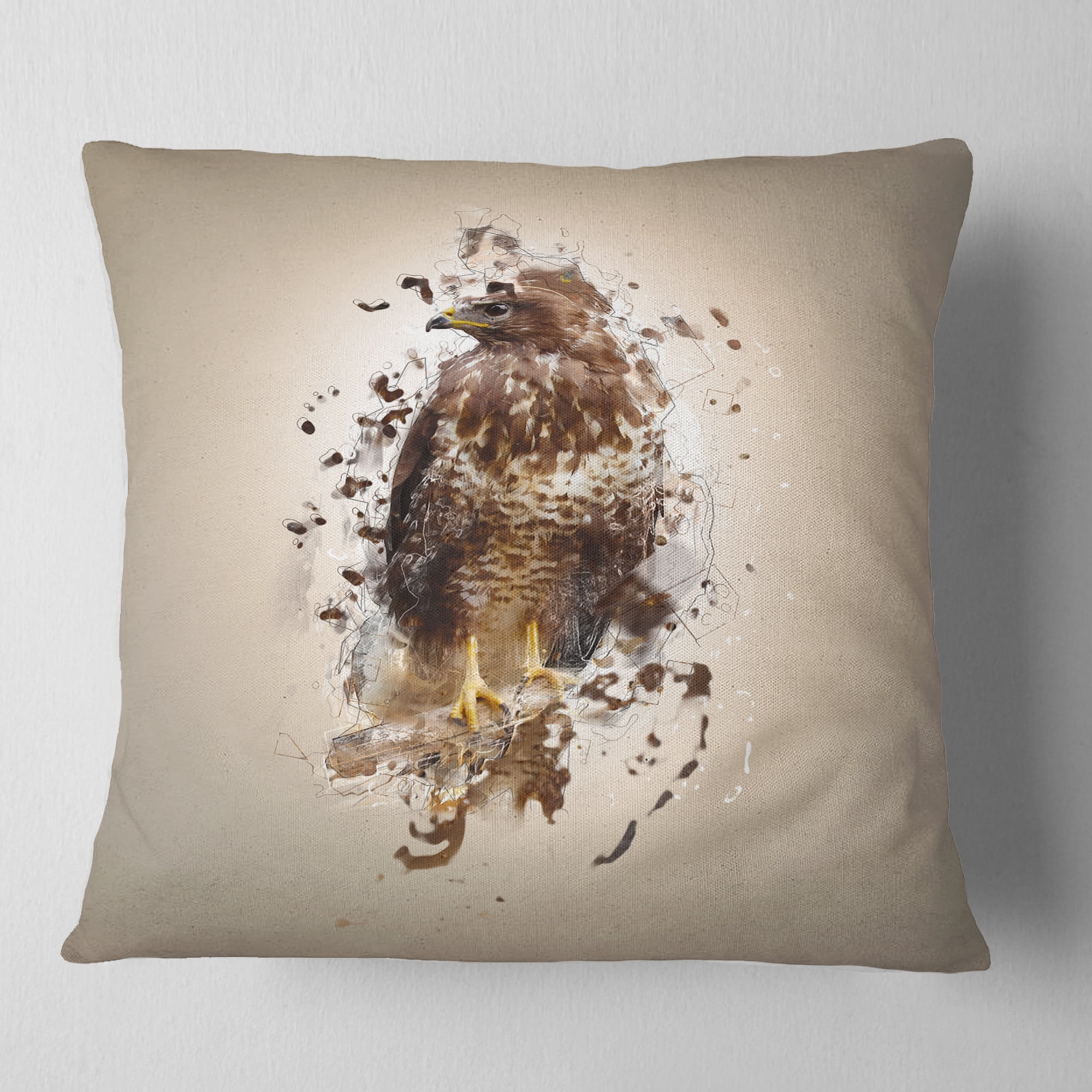 Designart Abstract Falcon on Branch - Animal Throw Pillow - 16x16