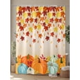 thumbnail image 4 of Orange Fall Thanksgiving Pumpkins Shower Curtain, Maple Leaves Farmhouse Bathroom Decor Curtains Set with Hooks, Waterproof Fabric Home Accessories， 66 X 72 Inch Long, 4 of 6