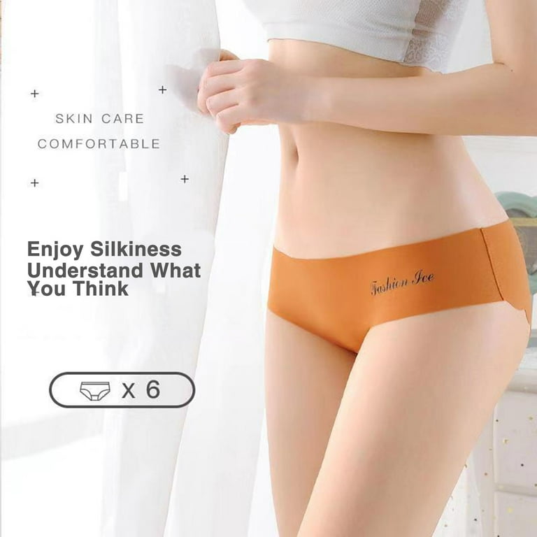 rygai Ladies Underwear Breathable Wave Edge Comfortable Quick Dry Close Fit  Women Underwear for Daily Wear,Orange M