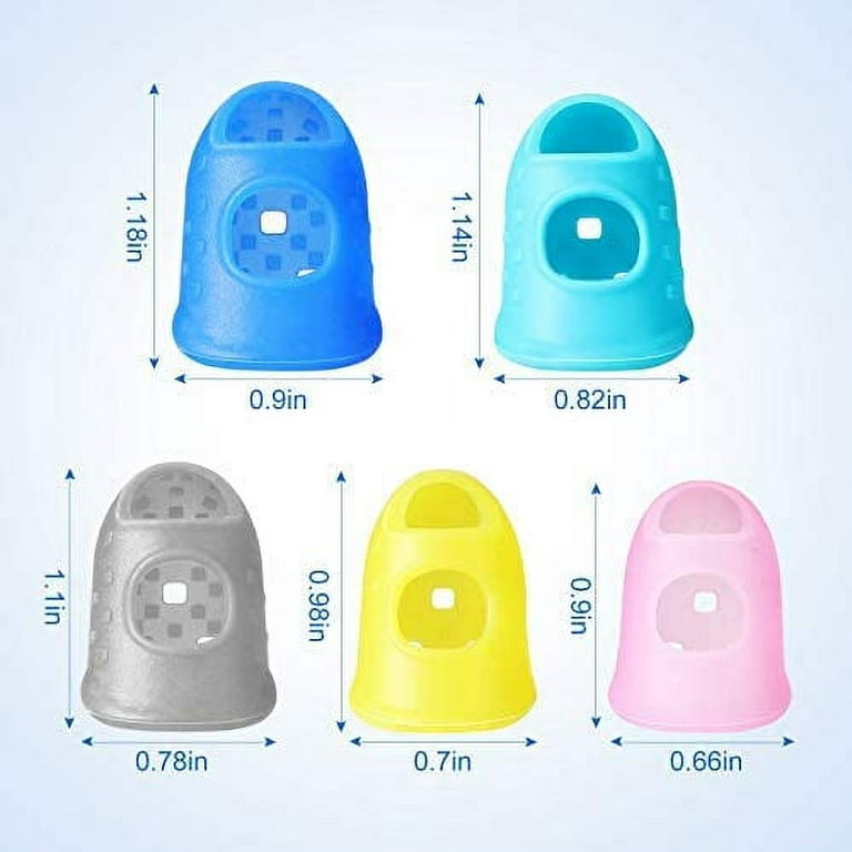 10 Pieces Office Rubber Finger Tips Guard 5 Sizes Silicone Thimble Finger Pads Grips Assorted Colors Finger Protector Covers for Sorting Task