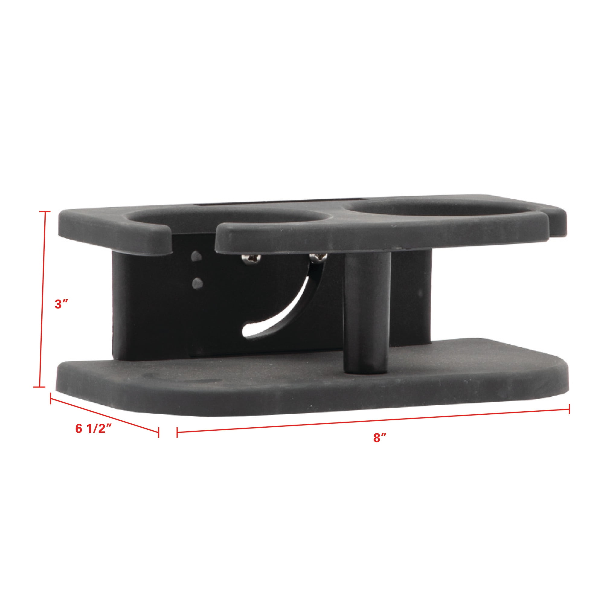 Extreme Max 3005.5689 Adjustable 2-Drink Mug Cup & Can Holder for Horizontal and Vertical Round Pontoon Rails - Black