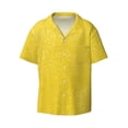 thumbnail image 4 of Uemuo Yellow Glitter Pattern Cotton Linen Short Sleeve Shirts,Casual Lightweight Button Down Shirts,Vacation Beach Summer Tops-4X-Large, 4 of 7