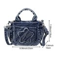 thumbnail image 2 of Hfppkn Star Print Denim Crossbody Handbag Y2K Multi-Pocket Shoulder Purse for Daily Use 23x10x18cm Blue, 2 of 7