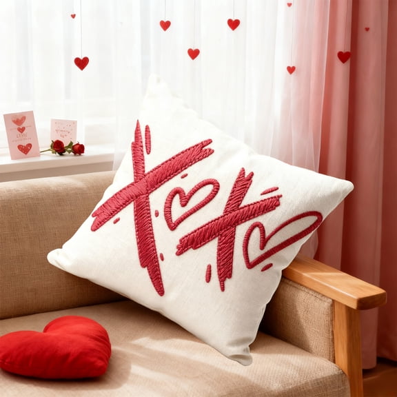 Valentines Day Heart Decorative Throw Pillow Cover, Romantic Gift for Couples, Sofa Couch Cushion Cover, Festival Home Decor for Bedroom and Living Room