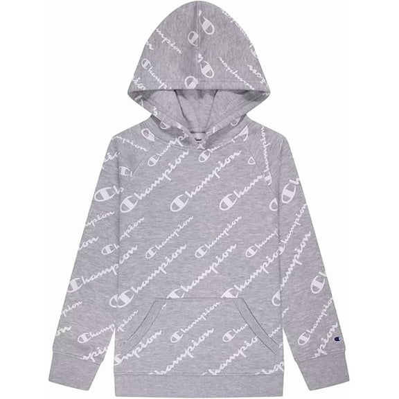Champion Girls Long-Sleeve Print Hooded T-Shirt / Hoody (Oxford Heather, Large, L)