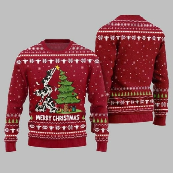 2025 Merry Christmas Cow Ugly Christmas Sweater 002