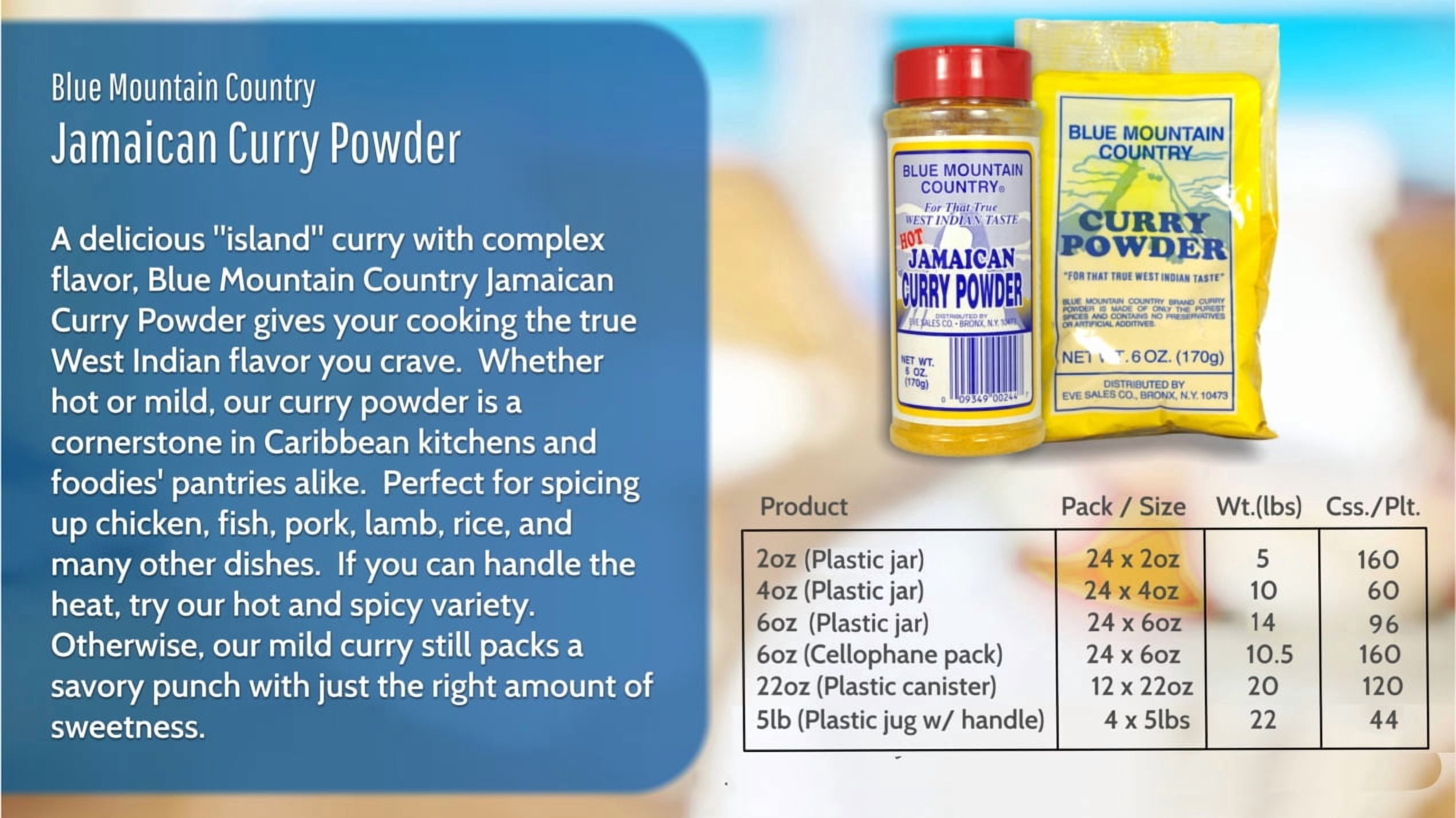 Blue Mountain Country Jamaican Hot Curry Powder | True West Indian Taste | 5 LB