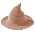 thumbnail image 2 of Lightweight Stretchy Halloween Pointed Wizard Hat, Wide Brim Witch Hat Costume Accessory, Comfort Fit for Halloween Themed Party, Role Play & Daily Styling Khaki, 2 of 6