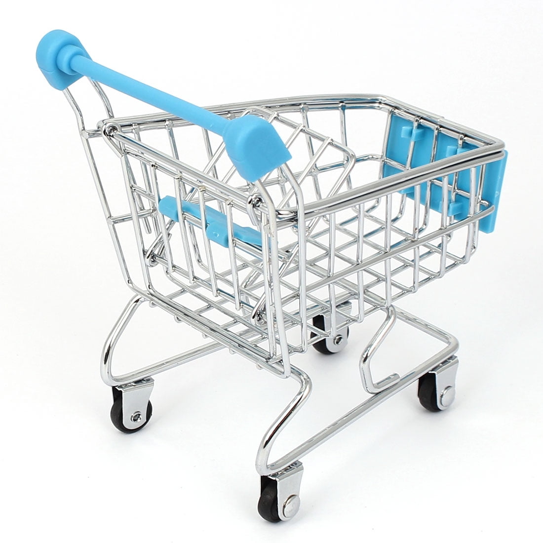 Mini Supermarket Shopping Trolly Cart Model Toy Storage Container Light