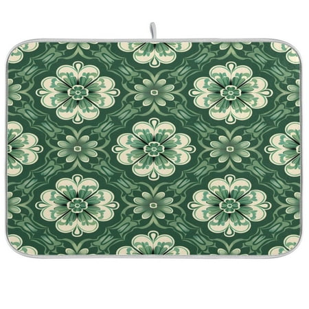 

joogoo Boho Art Flowers Dish Drying Mat Kitchen Counter Absorbent Drying Pad 16x18 in Drainer Rack