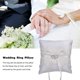 thumbnail image 3 of Almohada para anillo de boda, soporte de almohada con lazo blanco, soporte de almohada con diamantes de imitación, corazón hueco, almohada decorativa para anillo, portador de anillo romántic, 3 of 5