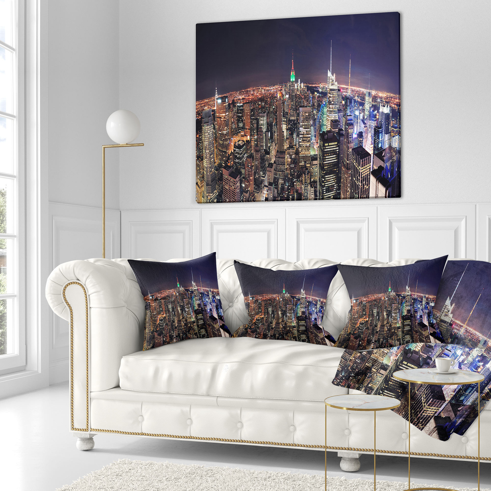 Designart NYC Manhattan Aerial View - Cityscape Photo Throw Pillow - 18x18