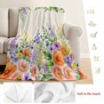 thumbnail image 5 of Pink Orange Flowers Blanket Soft Cozy Warm Throw Blanket for Couch, Plush Fuzzy Flannel Fleece Blankets for Sofa, Spring Floral Farmhouse Botanical Rustic Bed Blankets Gifts for Men, 50"x80", 5 of 9