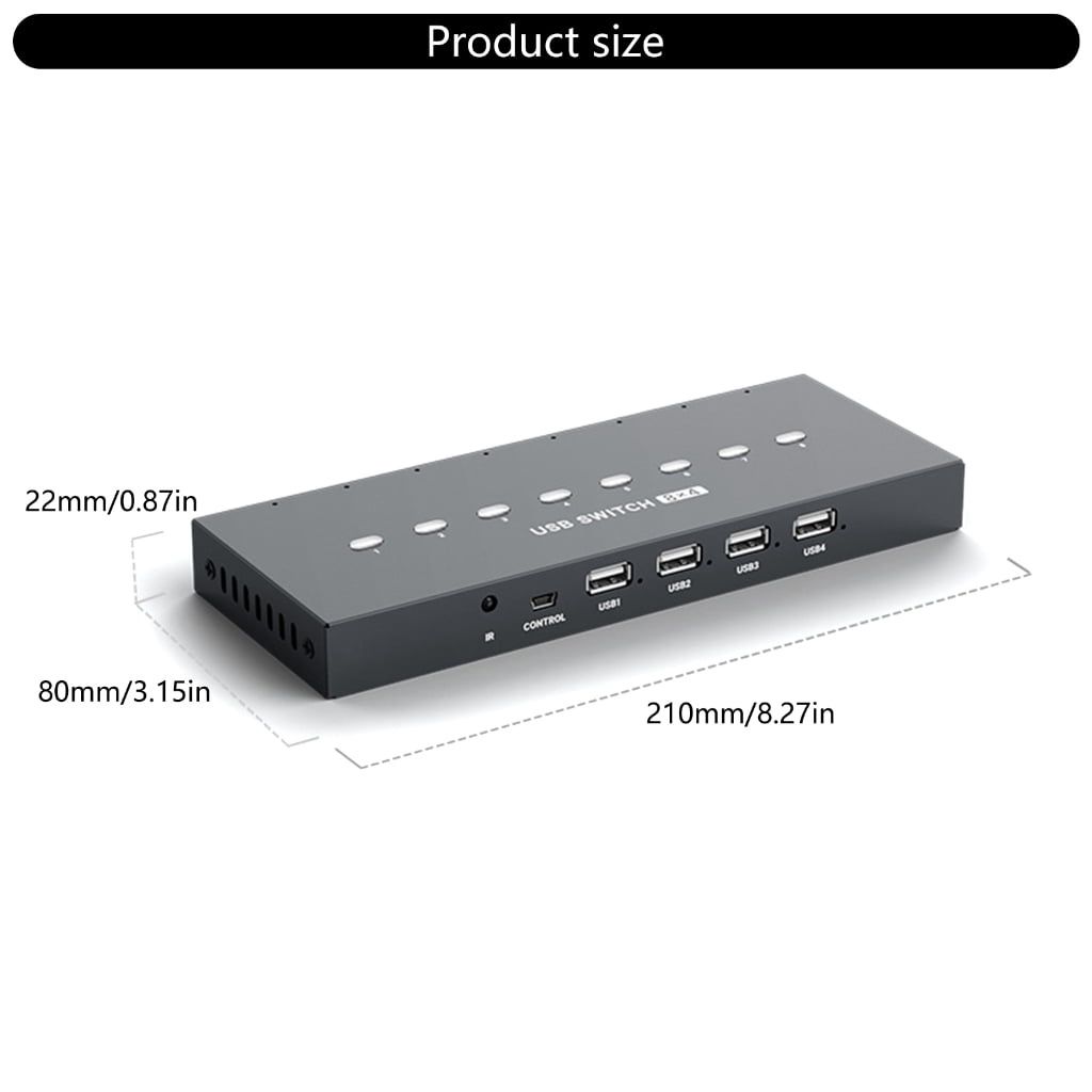 RYUJNDK USB Printer Sharing Device, 8 in 4 Out Printer Manual Sharing Device 8Port KVM Switching Splitter Hubs Converters