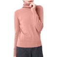 thumbnail image 4 of TGPMGRZ Turtleneck Tops for Women Lightweight Long Sleeve Stretch Soft Ribbed Knit Sweater Casual Basic Slim Fitted Pullover, Pink XXL, 4 of 4