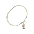thumbnail image 2 of 7 inch Oval Eye Hook Bangle Bracelet w/ Praying Girl medal charm w/ Rose Swarovski Crystal, 2 of 3
