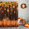 thumbnail image 3 of Shower Curtains for Bathroom-72"x72",Thanksgiving Pumpkin on Farm Wood Board Waterproof Bath Curtain Shower Curtain Set, 3 of 7