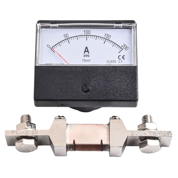 Analog Amp Meter Gauge DH-670 Ammeter DC 0-200A/300A/75mV and Shunt Panel Ampere 200A