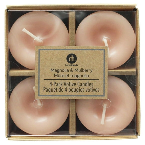 Hometrends Magnolia & Mulberry Scented 4-Pack Votive Candles