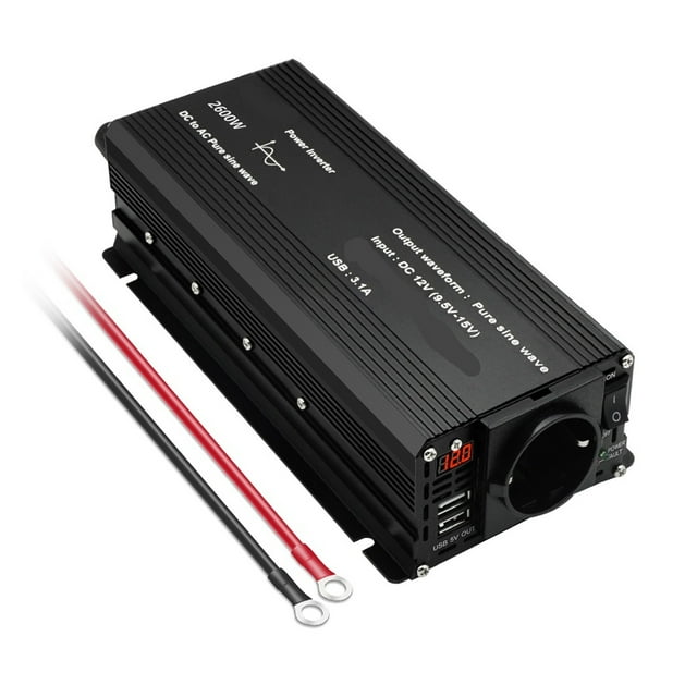 Pure Sine Wave DC 12V To AC 110 V Car Power Inverter Adapter Converter with 3.1A Dual USB ,Easy to Use