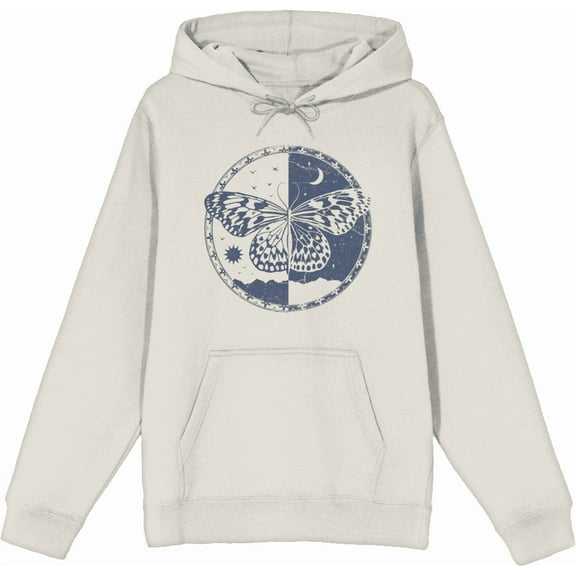 Butterfly Day And Night Adult Sand Long Sleeve Hoodie-Small