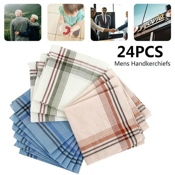 2/12/24Pcs Men's 100% Cotton Vintage Pocket Square Solid Color Towel Handkerchiefs Snot-rag Hanky Hankies