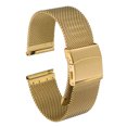thumbnail image 1 of Correa de reloj de malla de acero inoxidable Uxcell de 22 mm, correa de metal de liberación rápida, ajustable para hombres y mujeres, tono dorado, 1 of 7