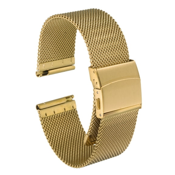 Uxcell Stainless Steel Mesh Watch Band 22mm Quick Release Metal Replacement Strap Adjustable for Men Women, Gold Tone