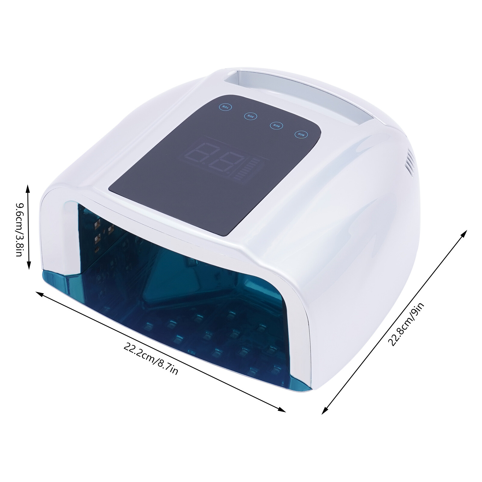 Professional Rechargeable 96W UV LED Portable Cordless UV Light for Nail Lamp Machine with Removable Stainless Steel Bottom (9*8.7*3.8in)