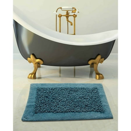 Textured White Bath Exhaust - Saffron Fabs Bath Rug Cotton and Chenille 2-Piece Set, Microfiber Frizz Loop Pattern and Solid Border, Assorted Colors and Sizes