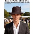 thumbnail image 6 of Gustave Felt Fedora Trilby Hat for Men Women Short Brim Vintage Jazz Panama Church Dress Hat with Feather Band - Brown, 6 of 7