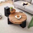 thumbnail image 2 of Table Basse Ronde Moderne et Simple à Double Couche - Dessus en Verre Brun Transparent avec Pieds en L en MDF Noir. la Conception Détachable Peut Rendre l'Utilisation de l'Espace Plus flexible., 2 of 27