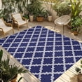 thumbnail image 2 of Outdoor Rug 3x5 ft Moroccan Pattern Outdoor Large Area Rug Non Slip Rubber Geometric Trellis Navy Blue Front Door Mat RV Rug Camping Carpet Patio Outdoor Rugs for Backyard Balcony Deck Porch Indoor, 2 of 9