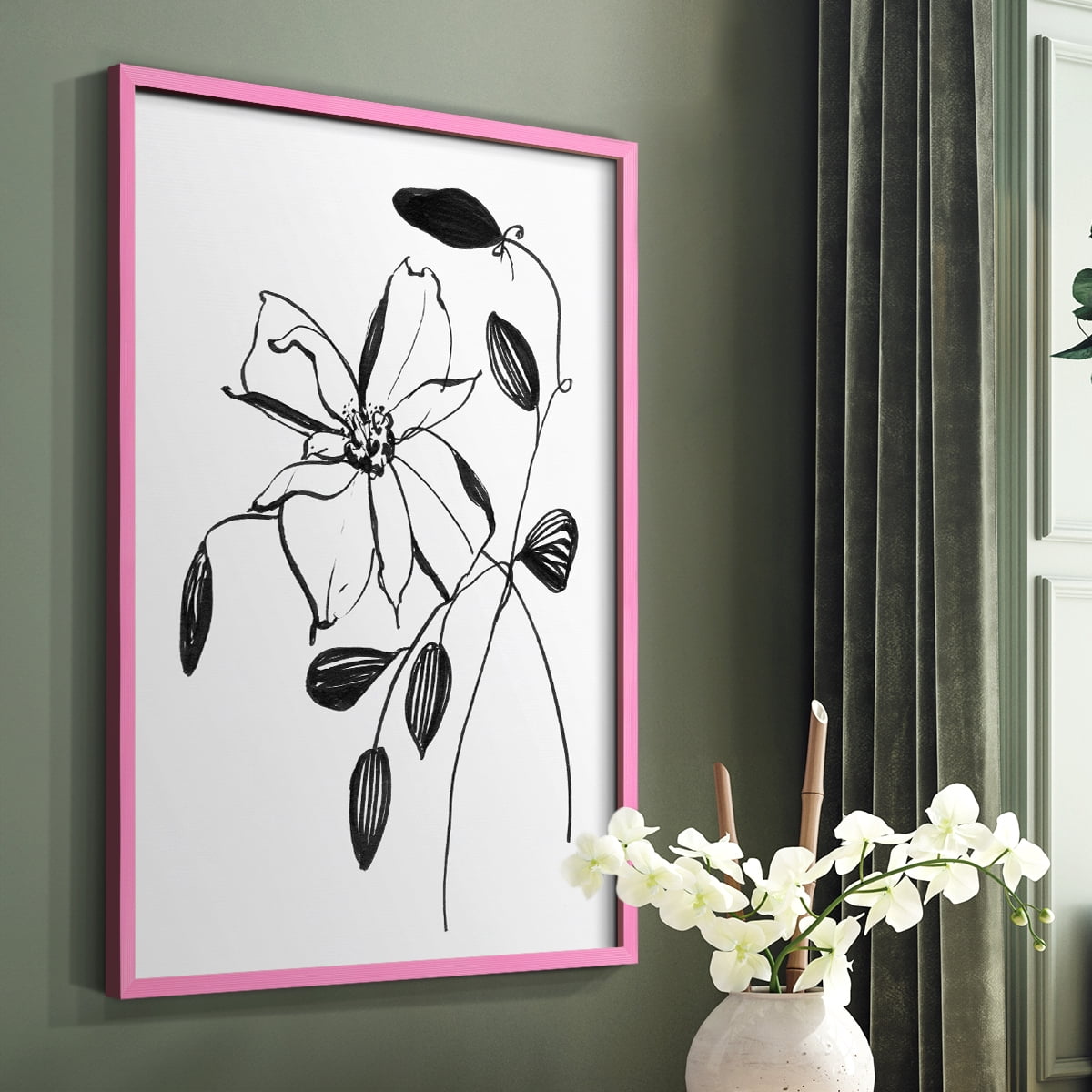 Wild Clematis II Framed Print in Pink Solid Wood 11 x 14 Framed Print