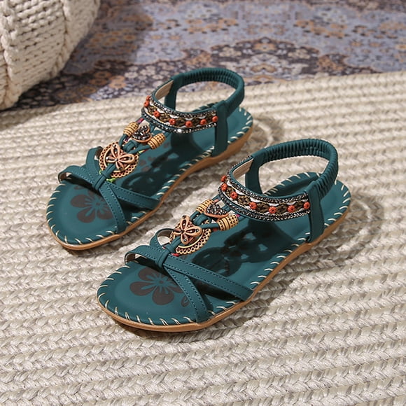 YOUYEDIAN Womens Orthopedic Sandals Slip on Non Slip Arch Support Summer Flat Sandals Wide Orthopedic Slippers 2026 New Comfortable Orthopedic Shoes (Turquoise)