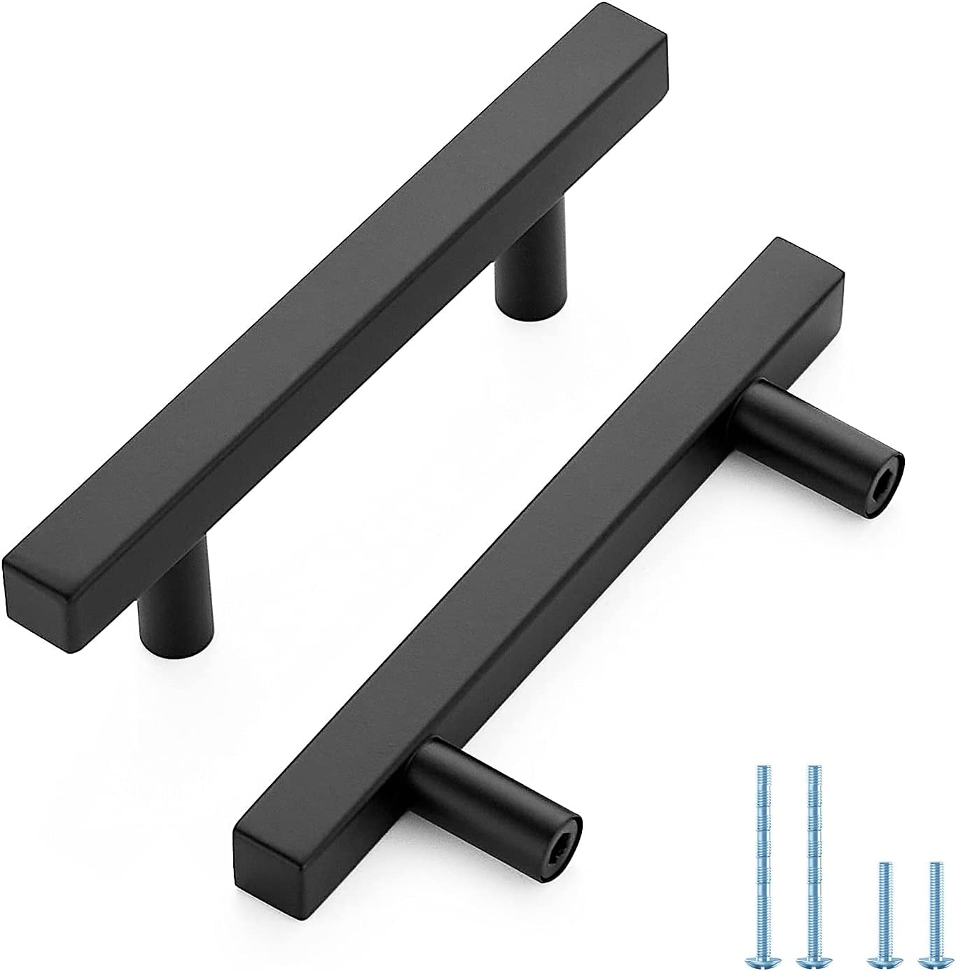 30 Pack 5 Inch Kitchen Handles Black Pulls Square Hardware Stainless